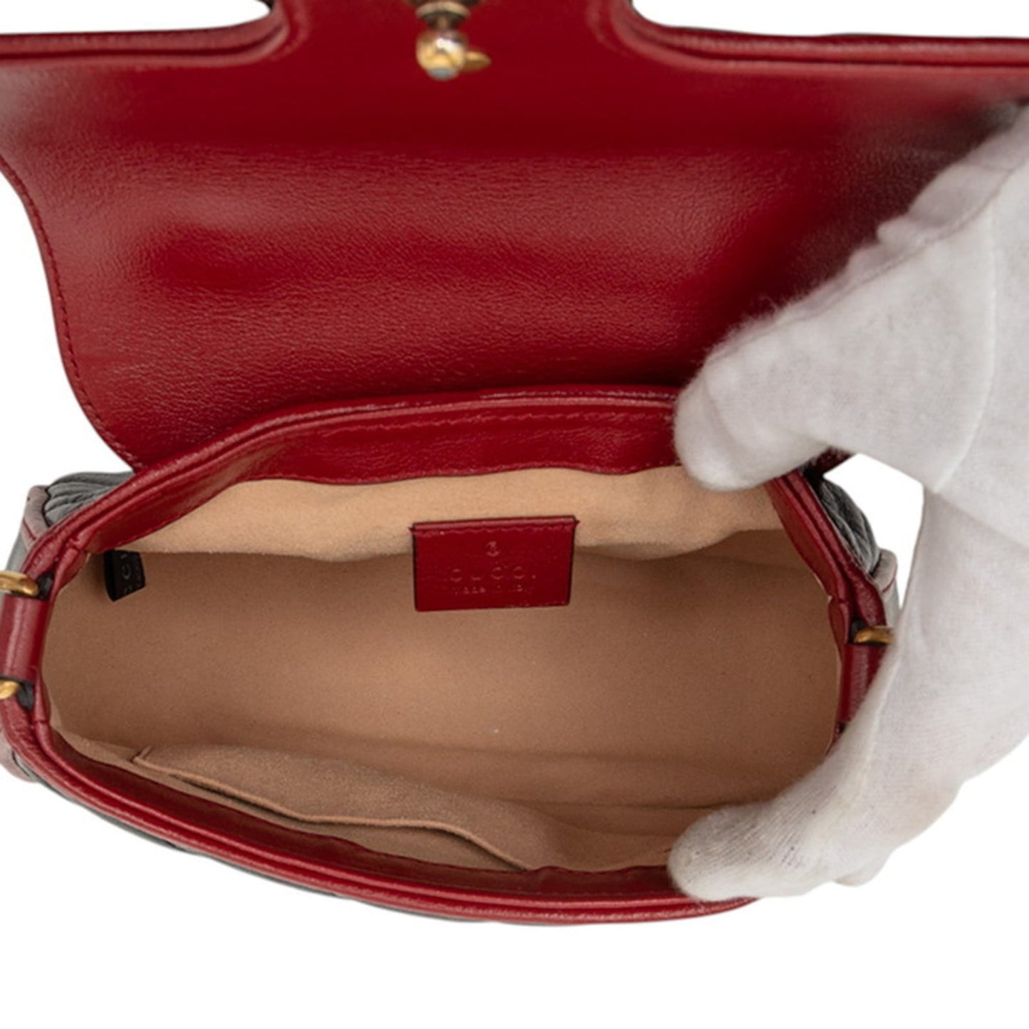 Gucci Black Red Color Leather Shoulder Bag ( )
