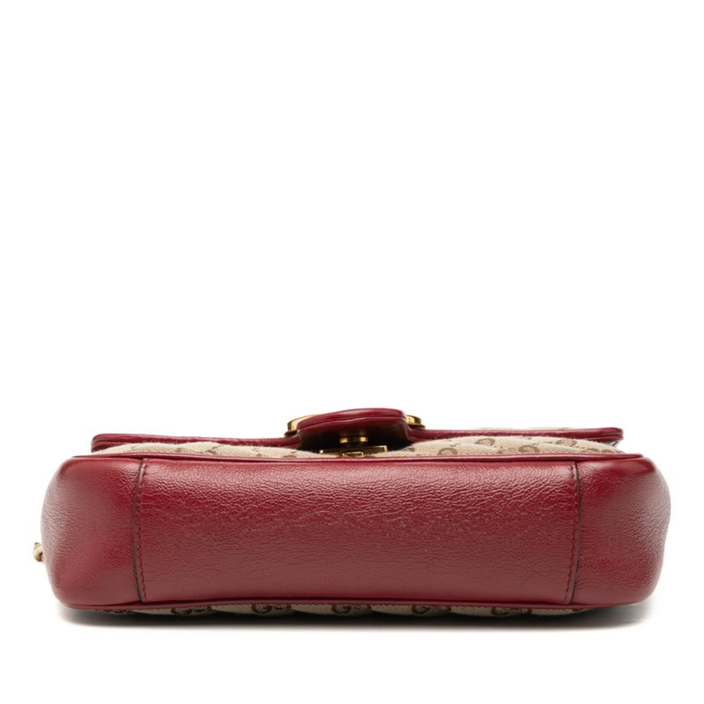 Gucci Beige Red Color Canvas Leather Shoulder Bag ( )
