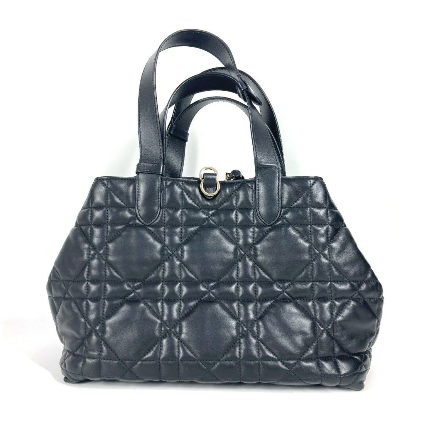 Christian Dior Black Leather Handbag Pouch Shoulder Bag Tote Bag ()