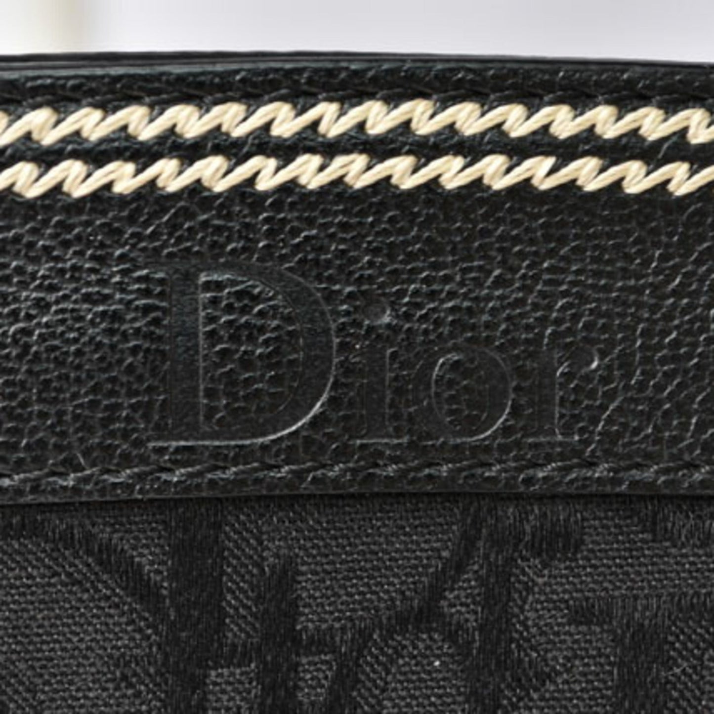 CHRISTIAN DIOR Tote Bag Embroidered Trotter Flower Embroidery Black