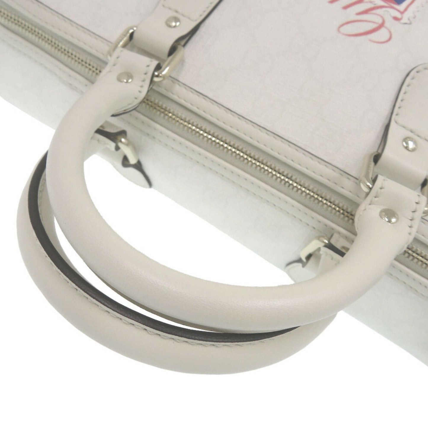 Gucci White Leather Boston Bag Handbag ( )