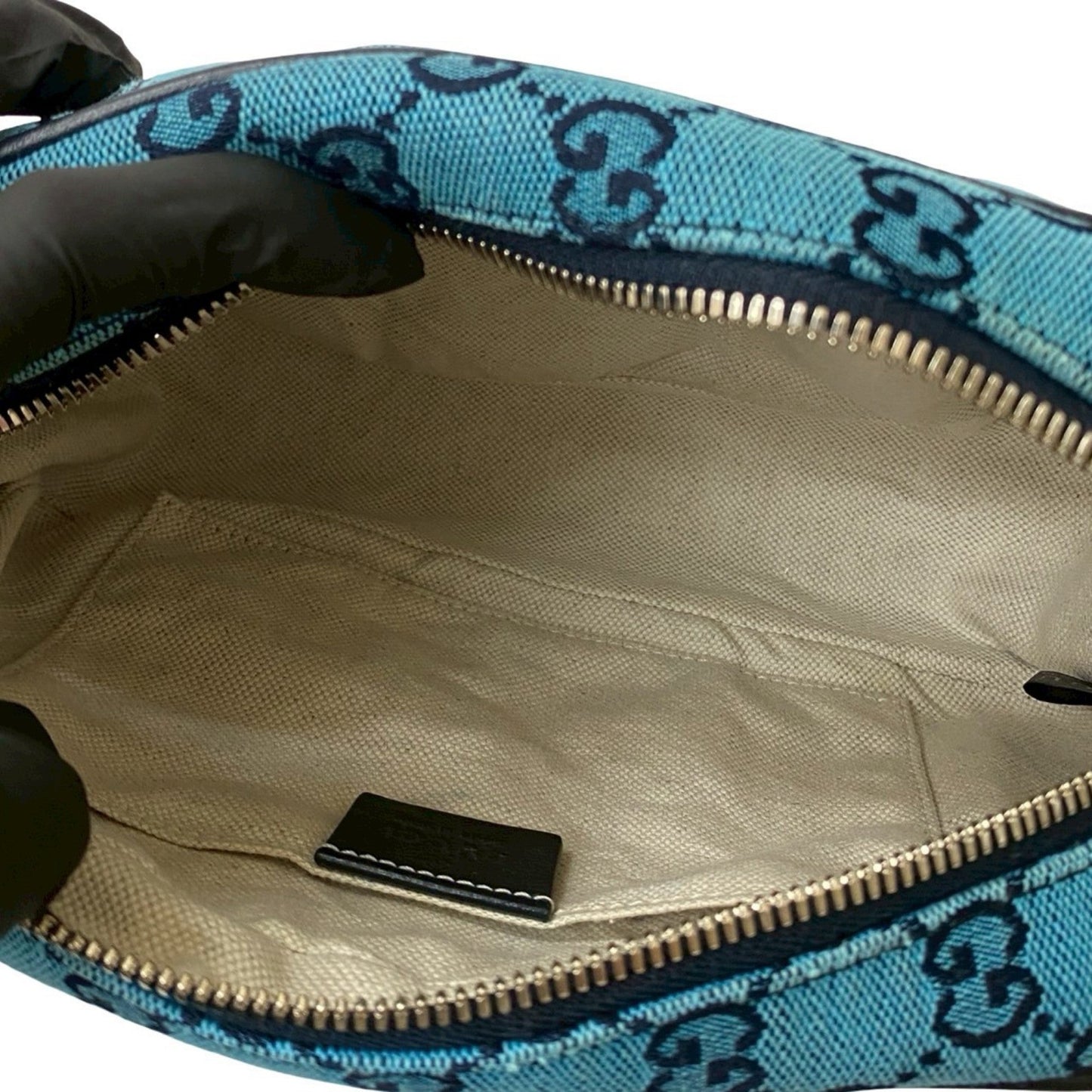 Gucci Blue Navy Canvas Leather Pochette Shoulder Bag ( )