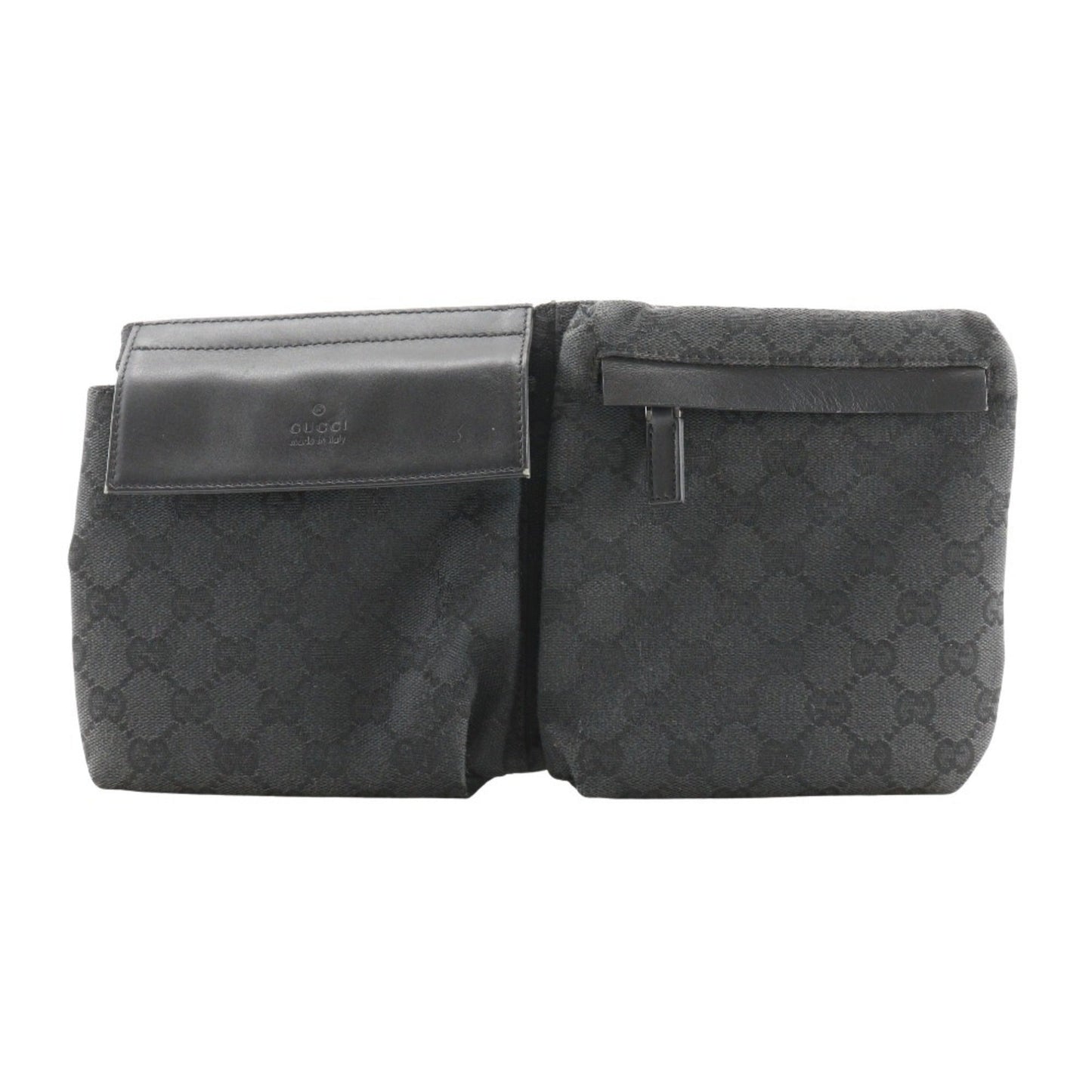 Gucci Black Gg Canvas Leather Sling Bag ( )