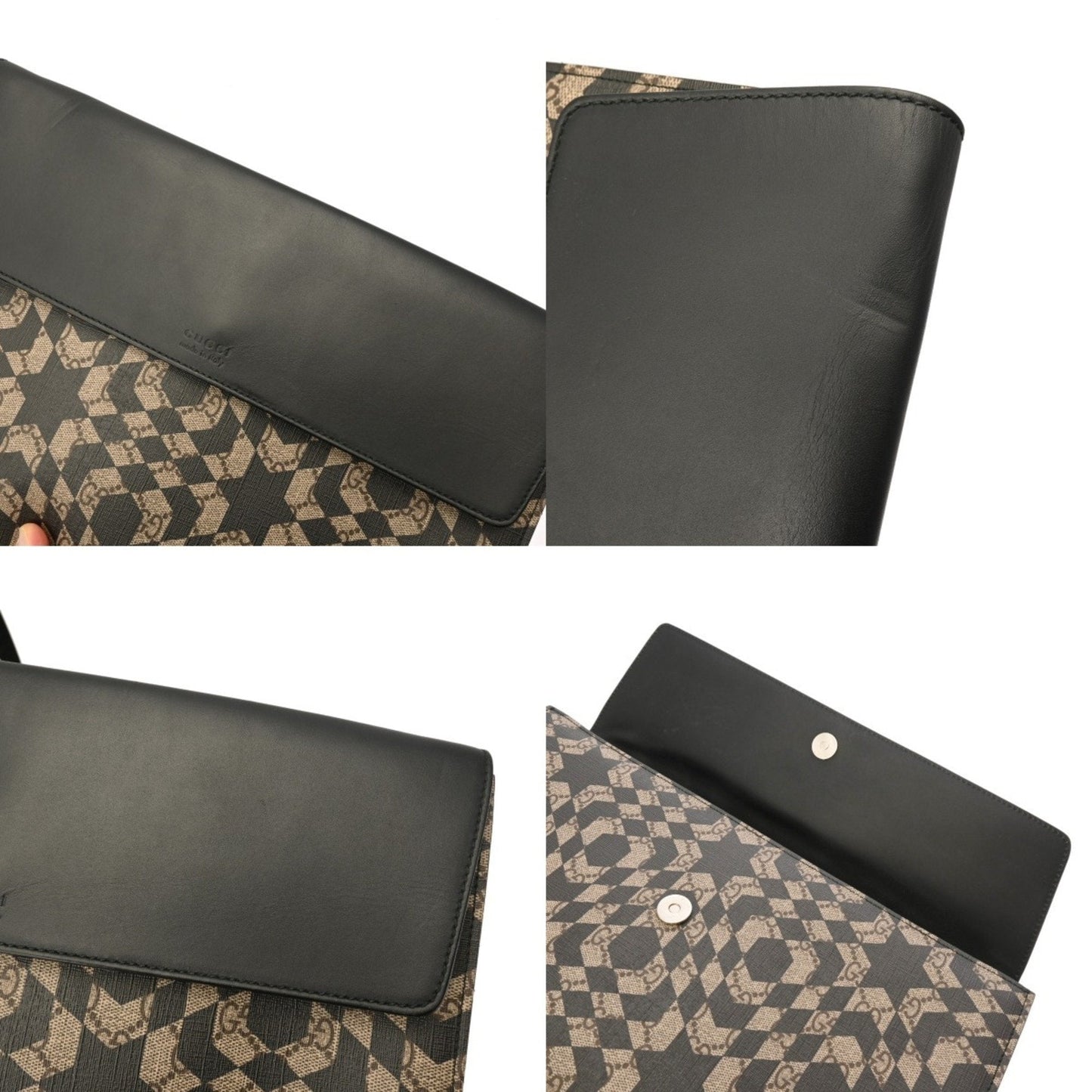 Gucci Beige Black Pvc Clutch Bag ( )