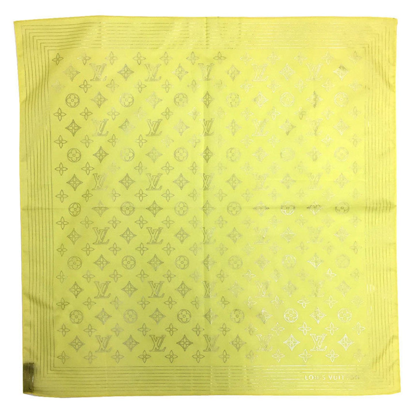 LOUIS VUITTON Monogram Cotton Carre Bandana Scarf Muffler Yellow