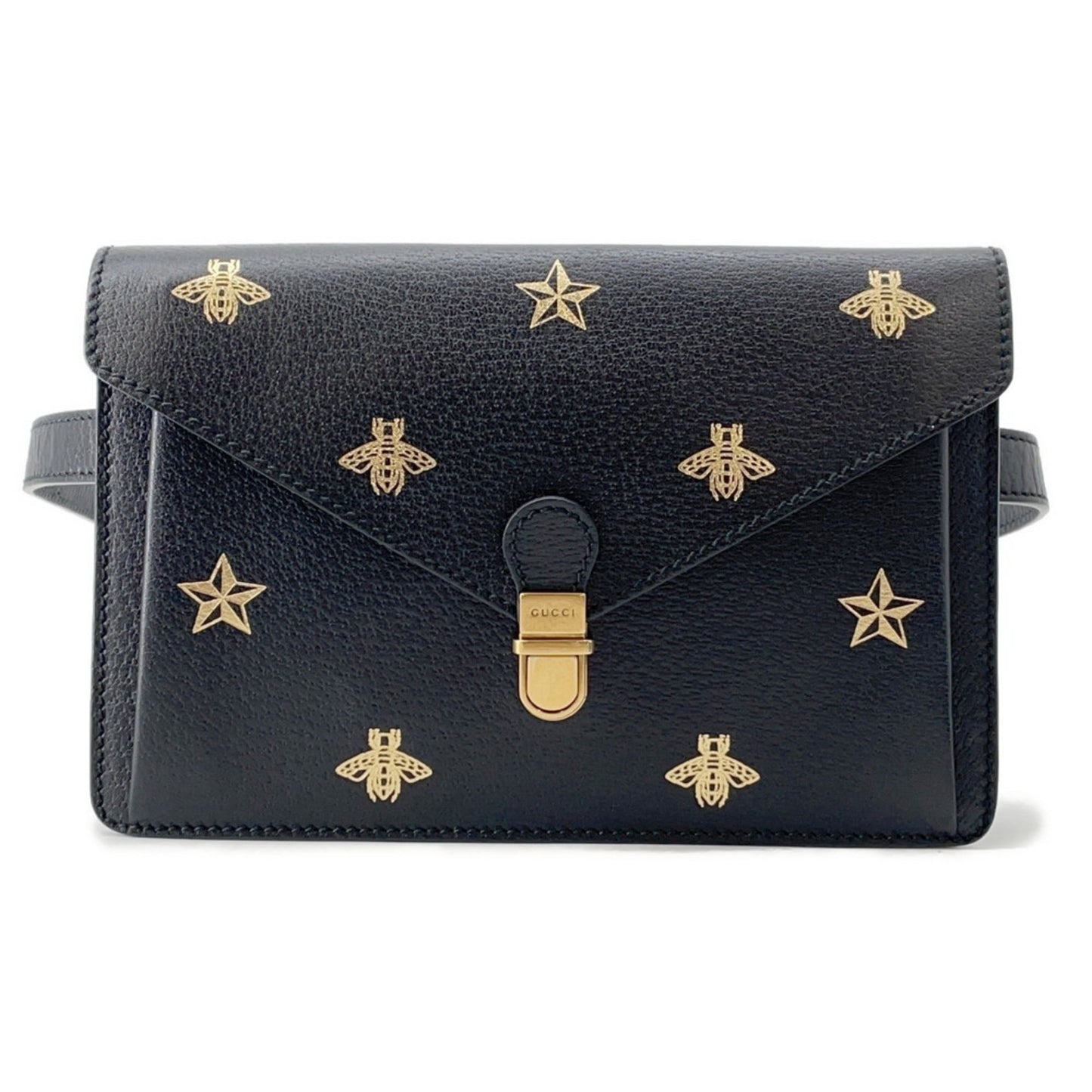 Gucci Black Leather Fanny Pack Sling Bag ( )
