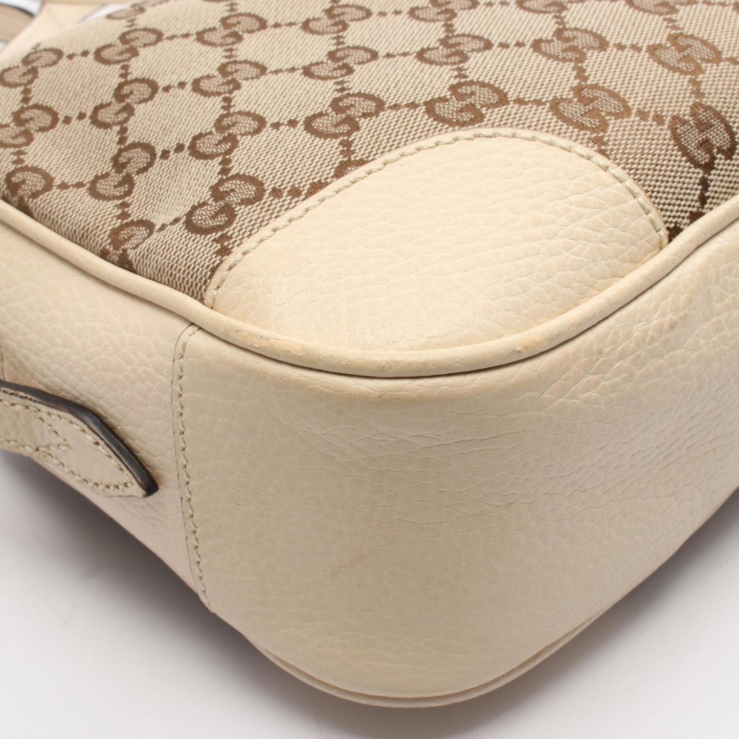 Gucci Beige Ivory Gg Canvas Leather Shoulder Bag ( )