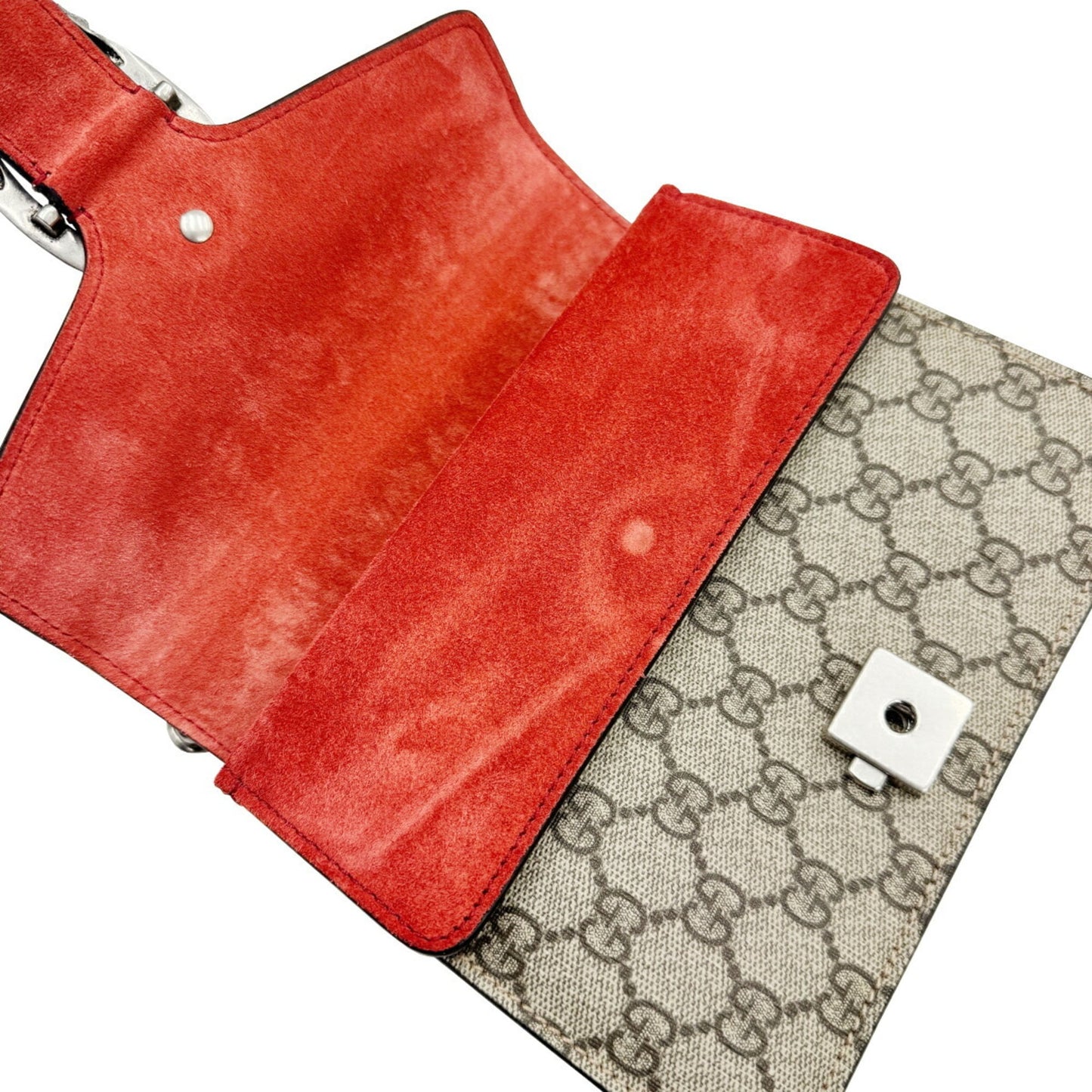 Gucci Brown Red Color Pvc Suede Handbag Shoulder Bag ( )