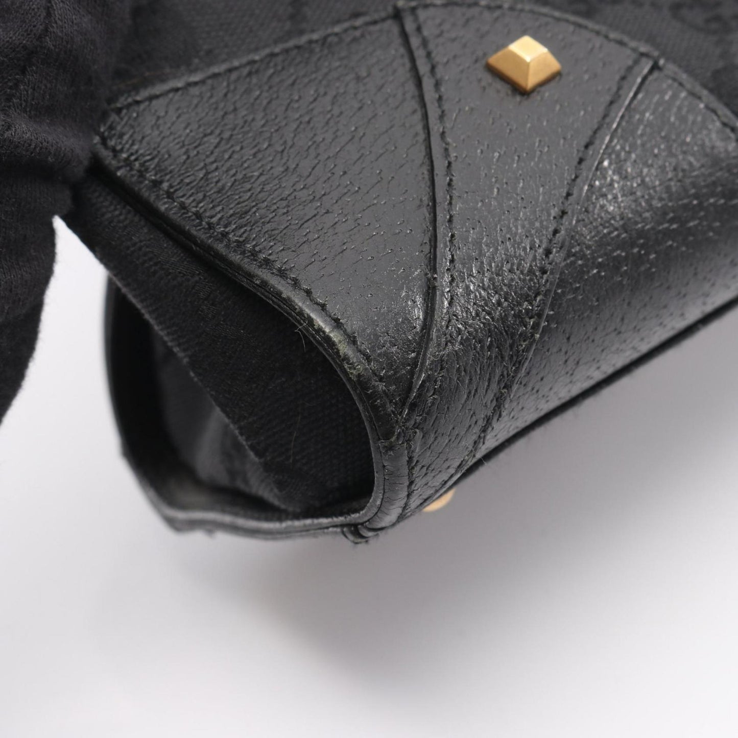 Gucci Black Canvas Leather Handbag ( )