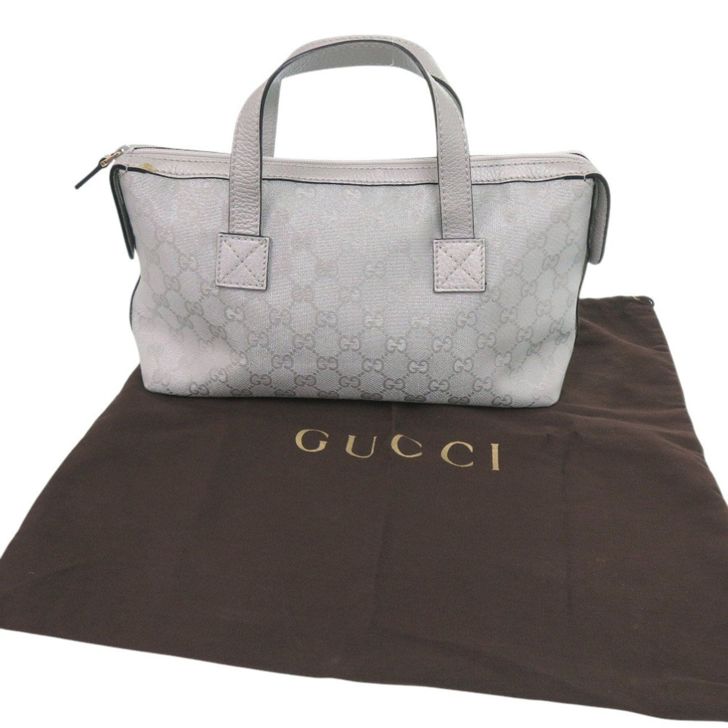 Gucci Gg Canvas Silver Gg Canvas Leather Handbag ( )