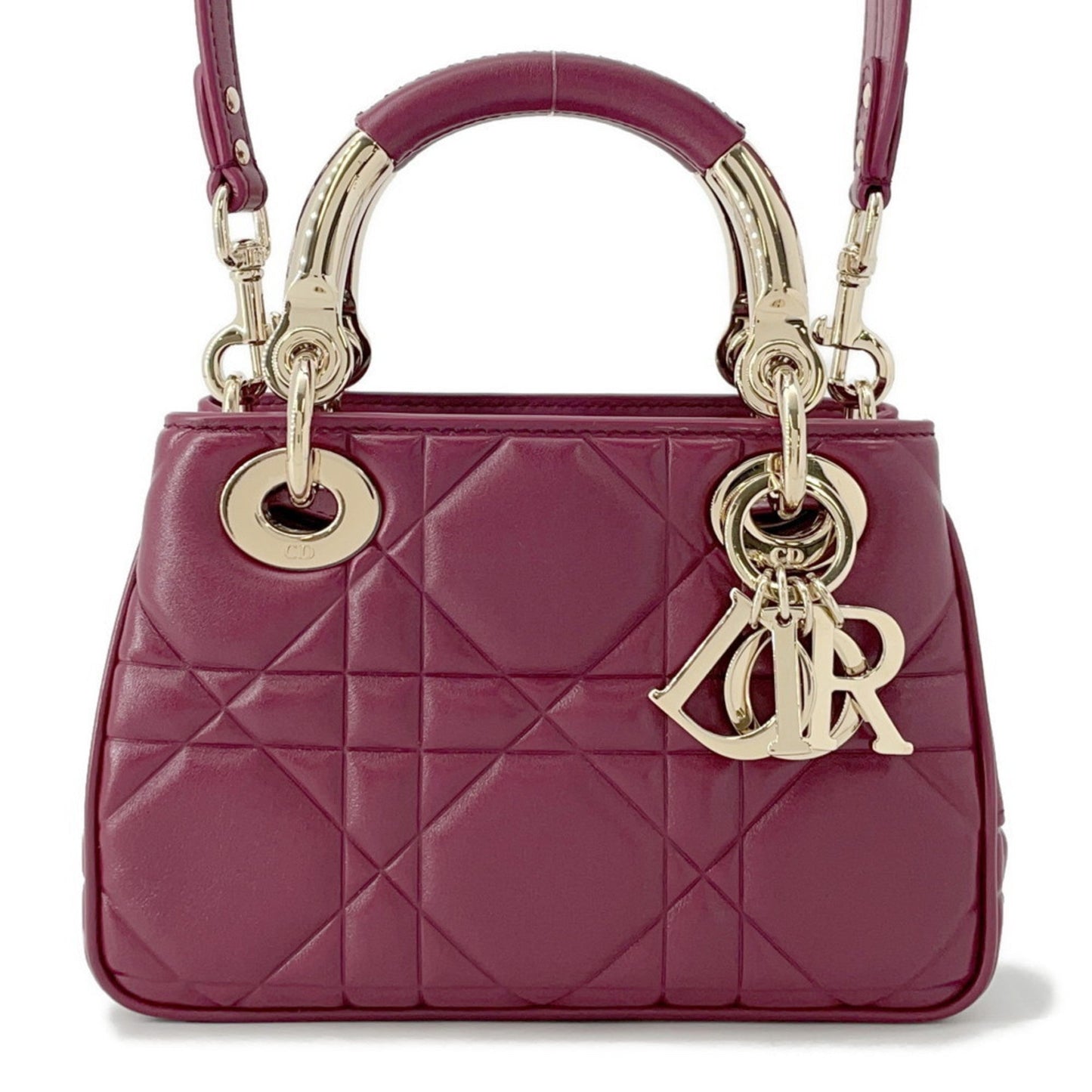 Christian Dior Bordeaux Champagne Gold Leather Handbag ()