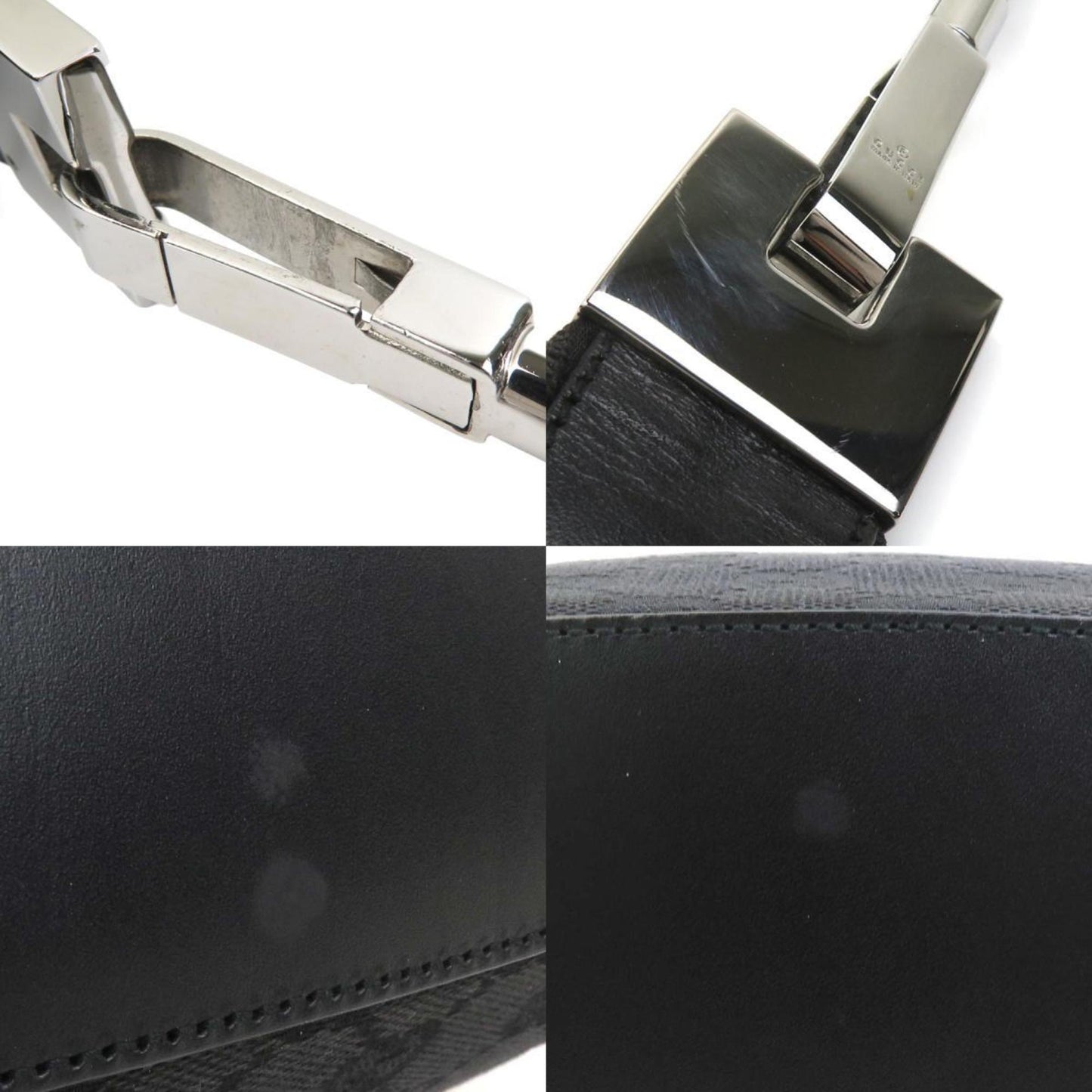 Gucci Black Gg Canvas Leather Shoulder Bag ( )