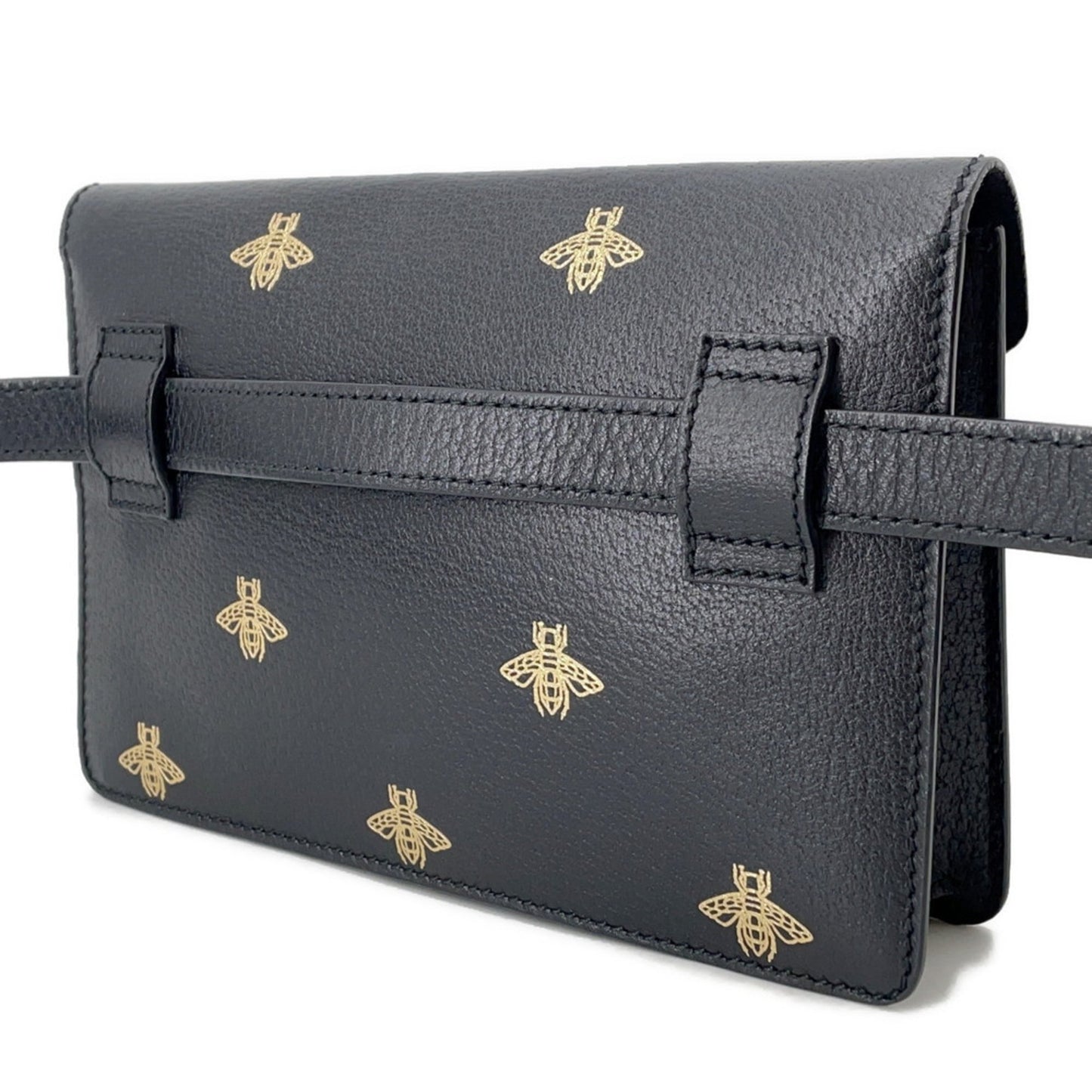 Gucci Black Leather Fanny Pack Sling Bag ( )