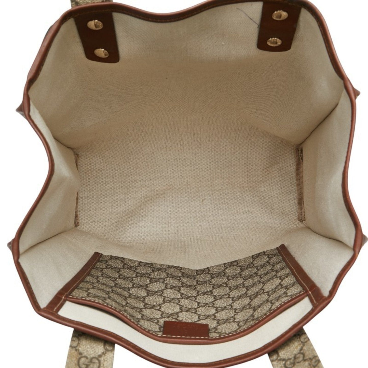 Gucci Sherry Line Beige Brown Pvc Leather Tote Bag ( )