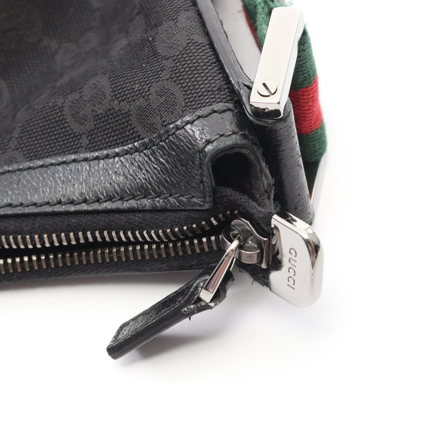 Gucci Black Gg Canvas Leather Shoulder Bag ( )