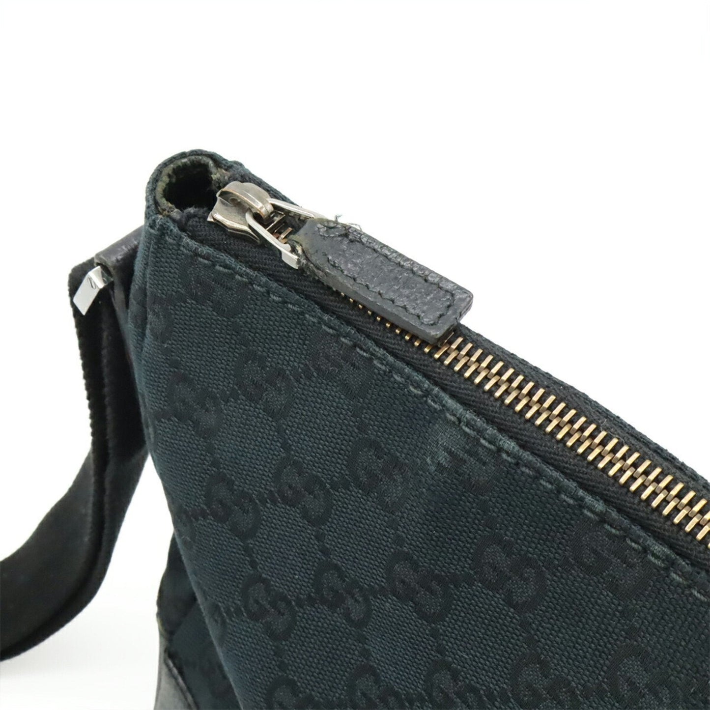 Gucci Black Gg Canvas Leather Shoulder Bag ( )