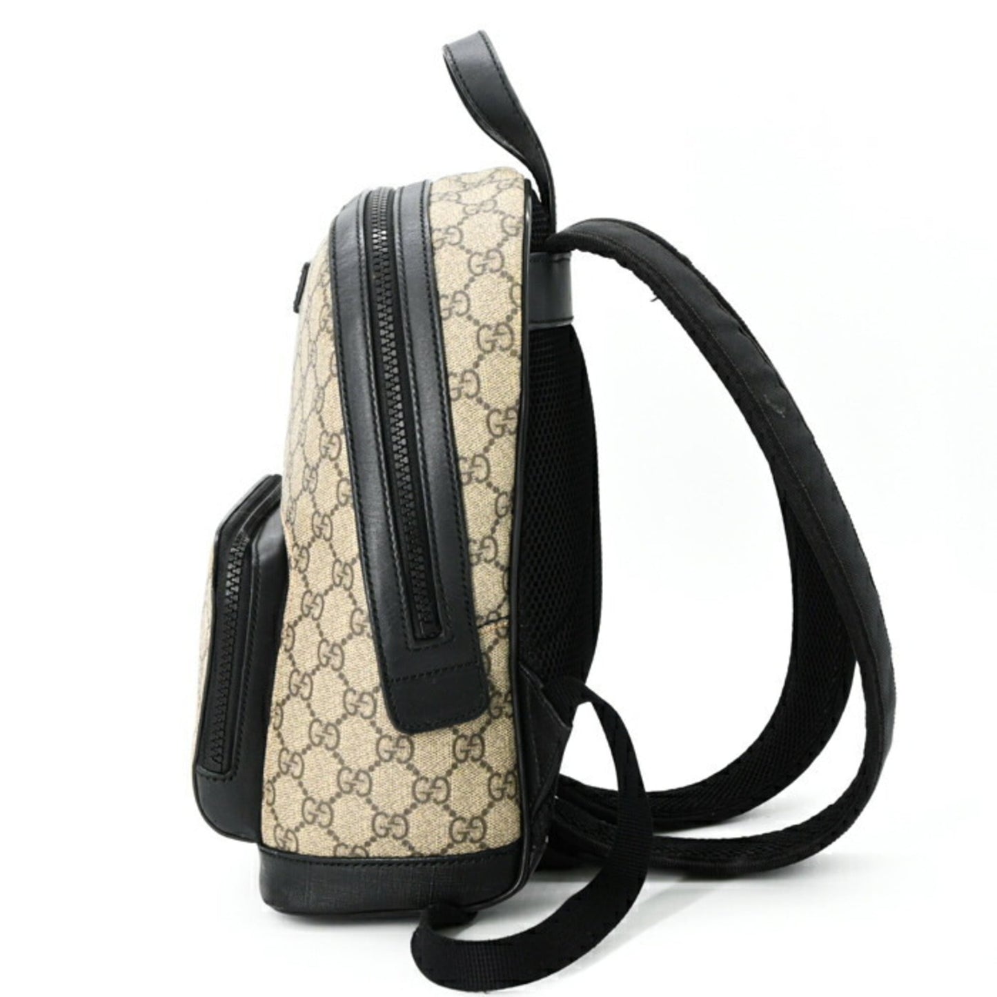 Gucci Beige Black Gg Supreme Leather Backpack ( )