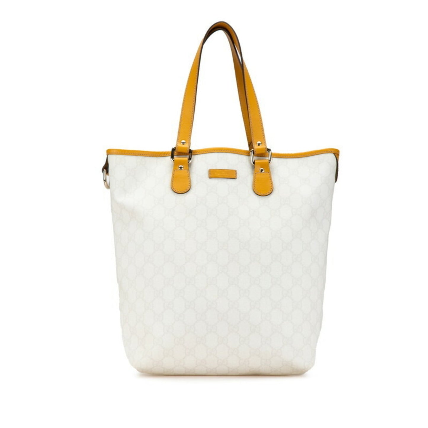 Gucci White Yellow Pvc Leather Tote Bag