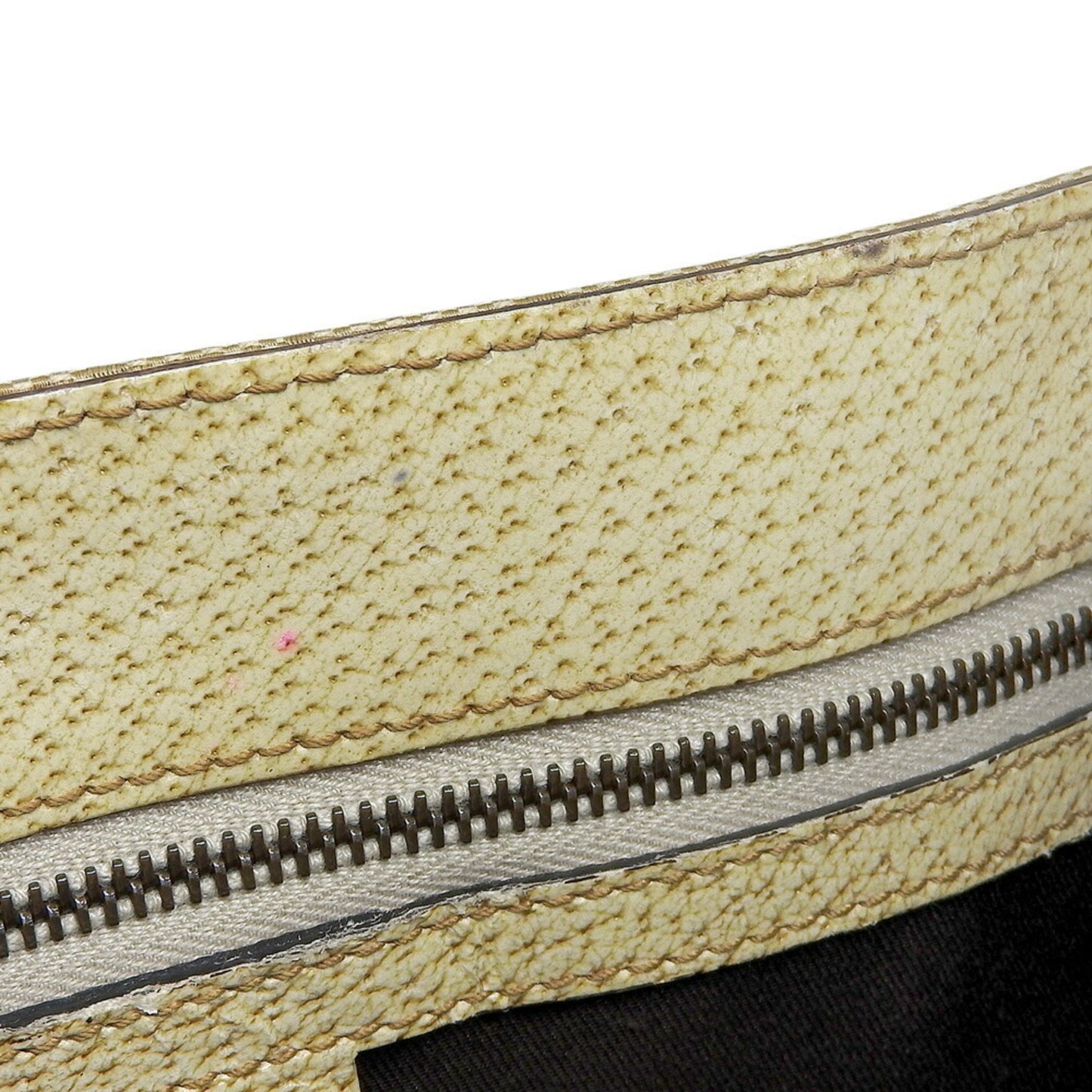 Gucci Beige Ivory Canvas Leather Handbag Tote Bag ( )