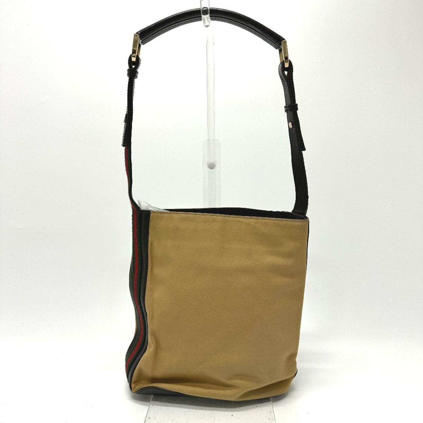 Gucci Beige Leather Canvas Shoulder Bag ( )