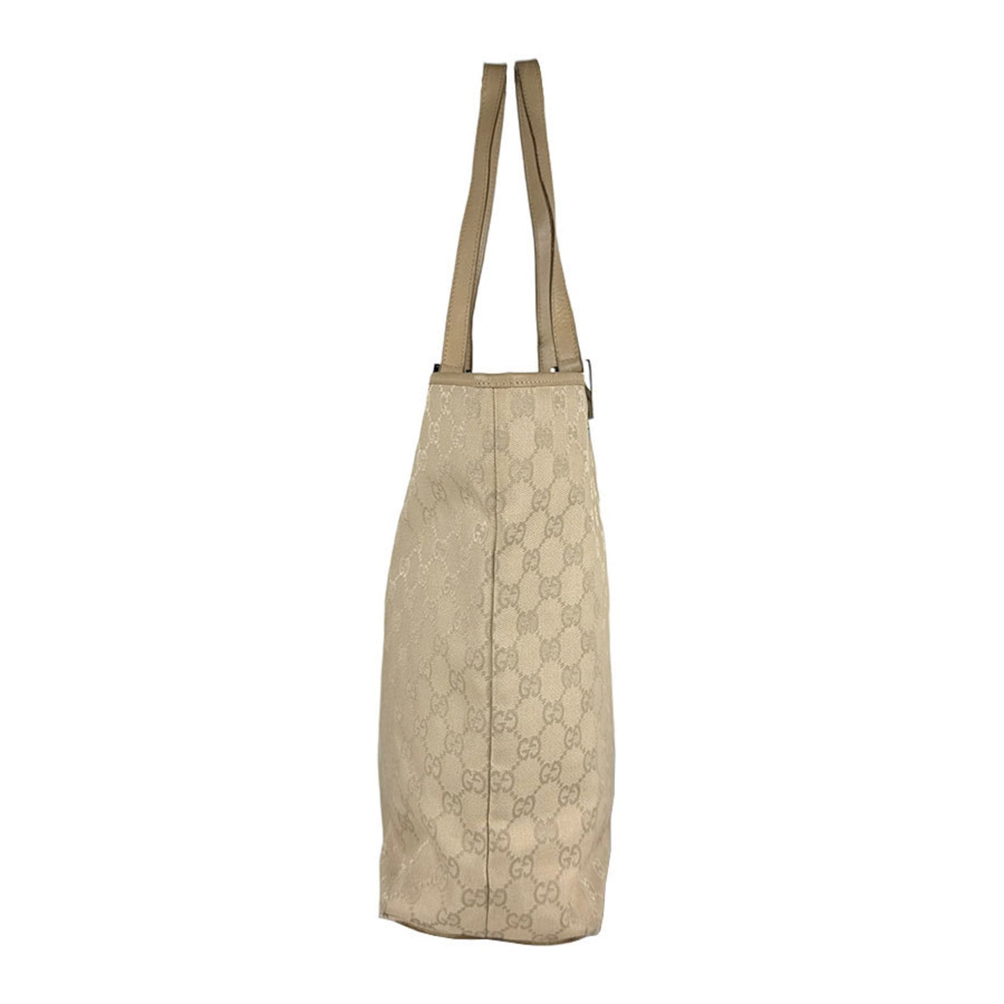 Gucci Beige Gg Canvas Leather Shoulder Bag Tote Bag ( )