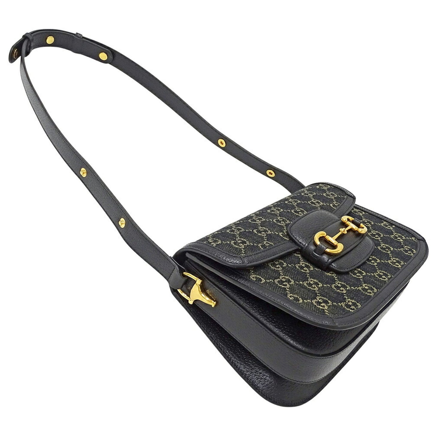 Gucci Horsebit Black Denim Shoulder Bag ( )