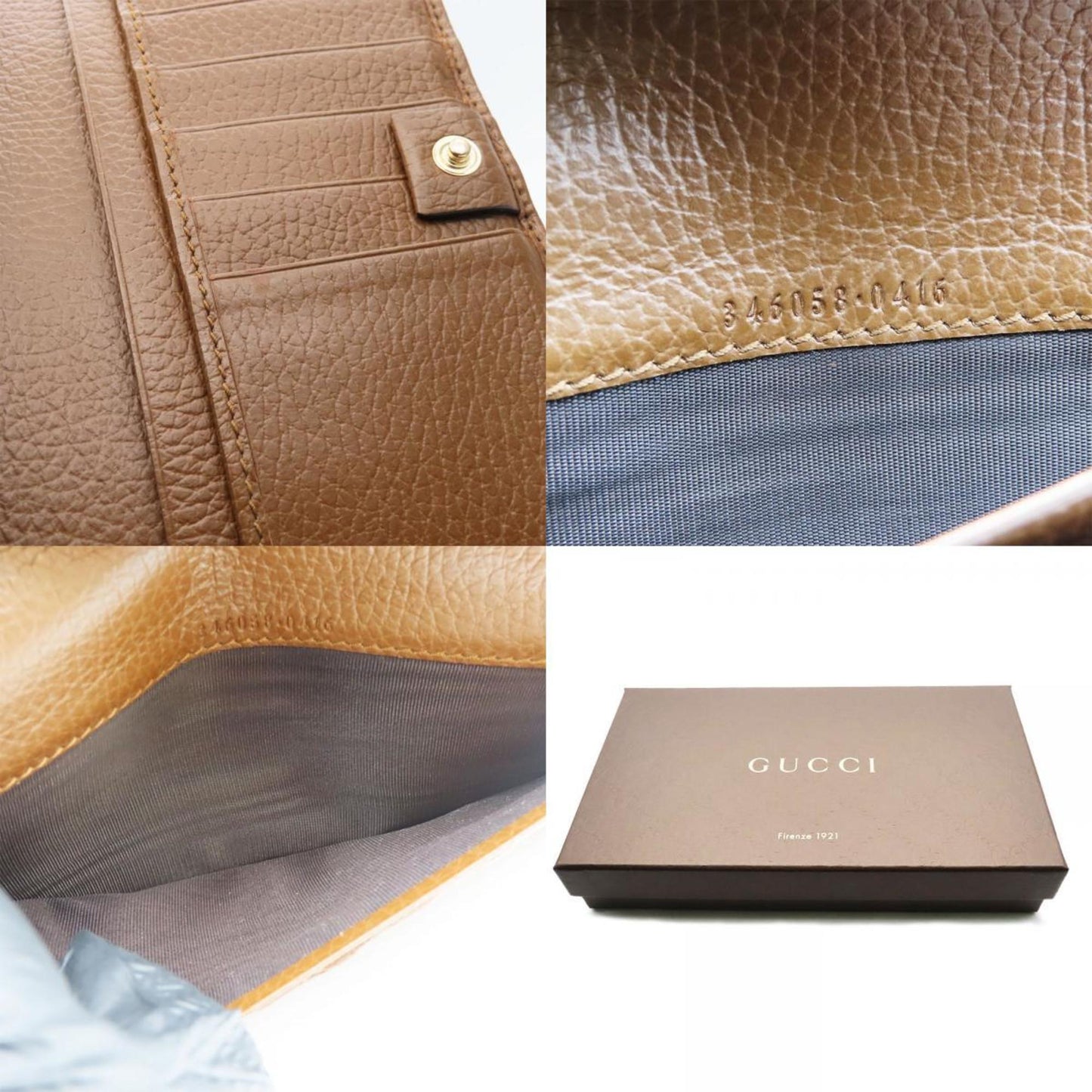Gucci Brown Gg Canvas Leather Long Wallet (Bi-Fold) ( )