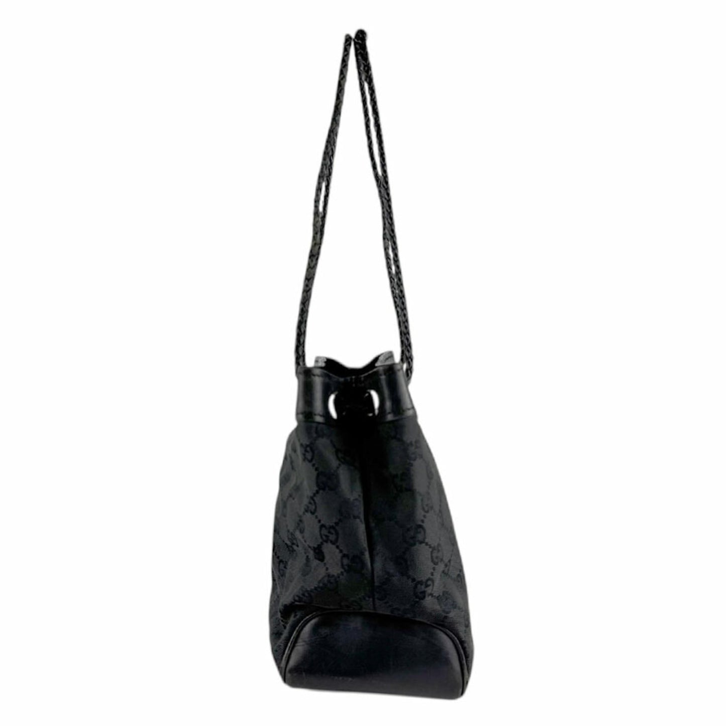 Gucci Black Gg Canvas Leather Shoulder Bag ( )