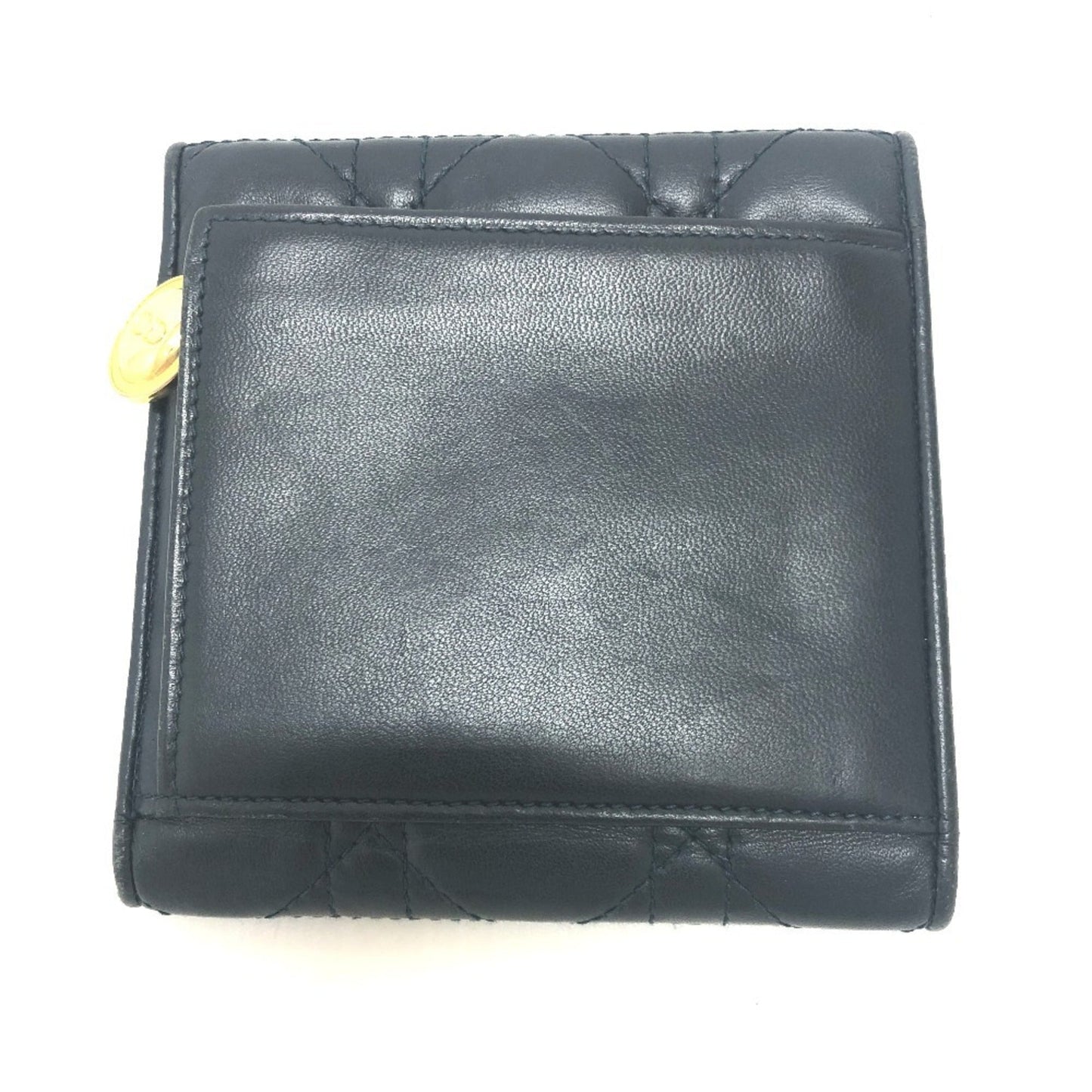 Christian Dior Cannage/Lady Dior Navy Leather Coin Purse/Coin Case ()