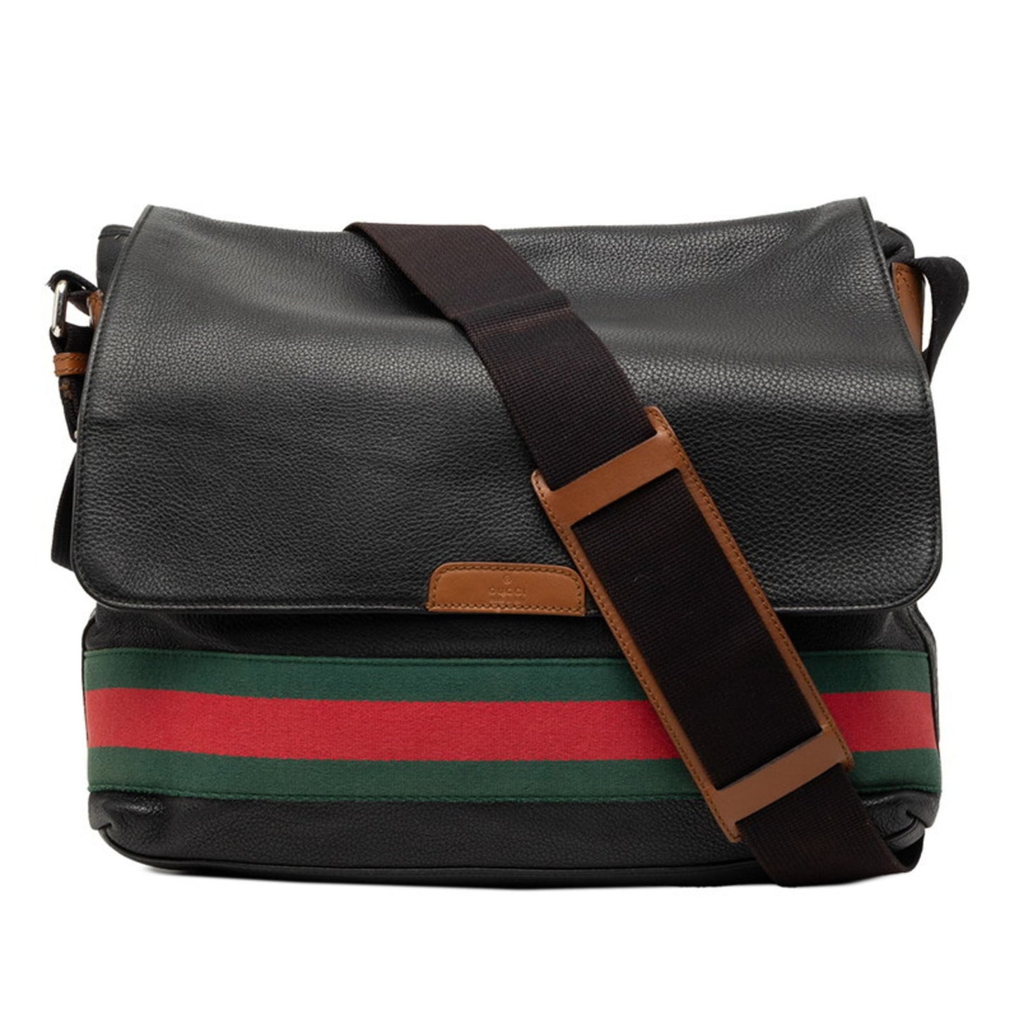 Gucci Sherry Line Black Multi-Color Leather Messenger Bag Shoulder Bag ( )