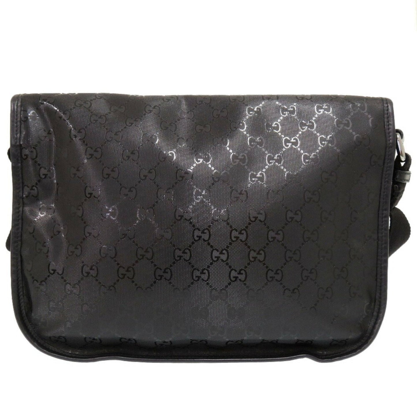 Gucci Black Coated Canvas Pvc Messenger Bag Shoulder Bag ( )