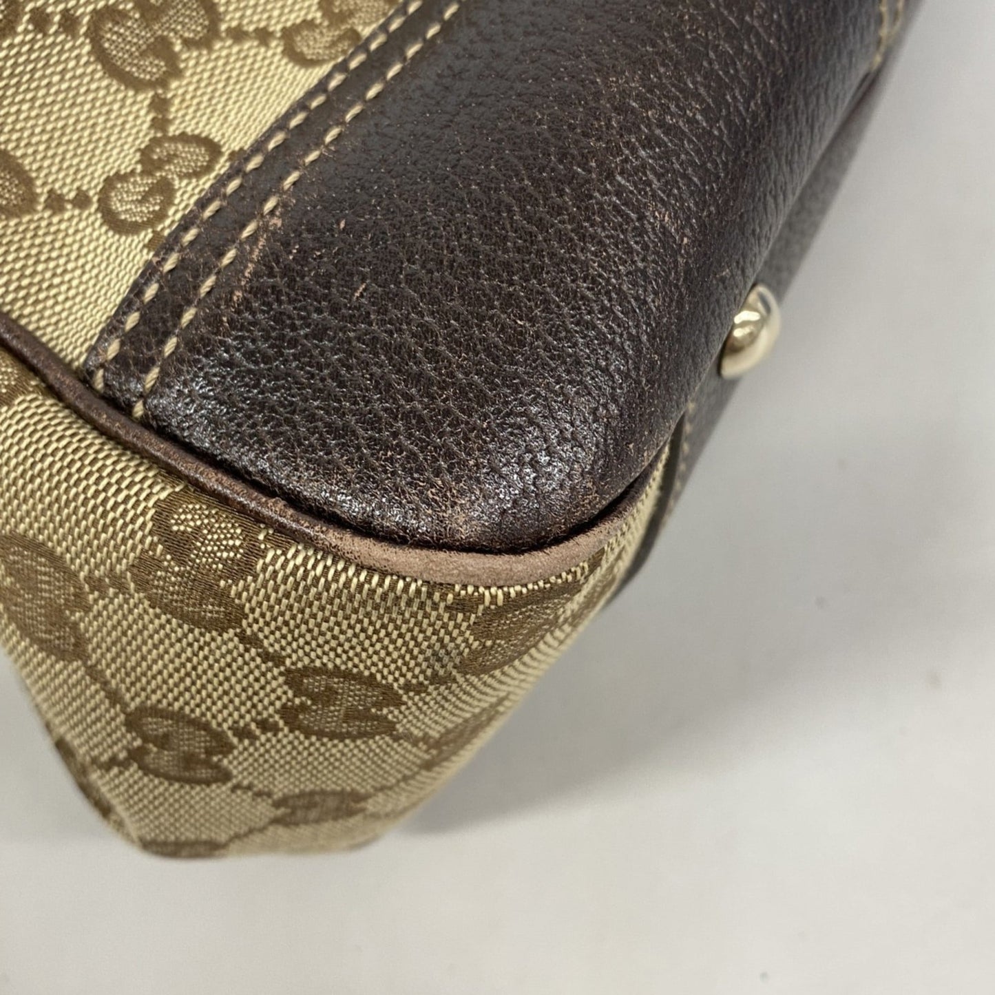 Gucci Beige Brown Canvas Tote Bag ( )