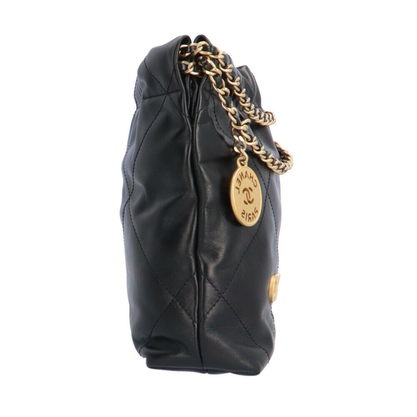 Chanel 22 Handbag Shoulder Bag Leather Black Women's CHANEL