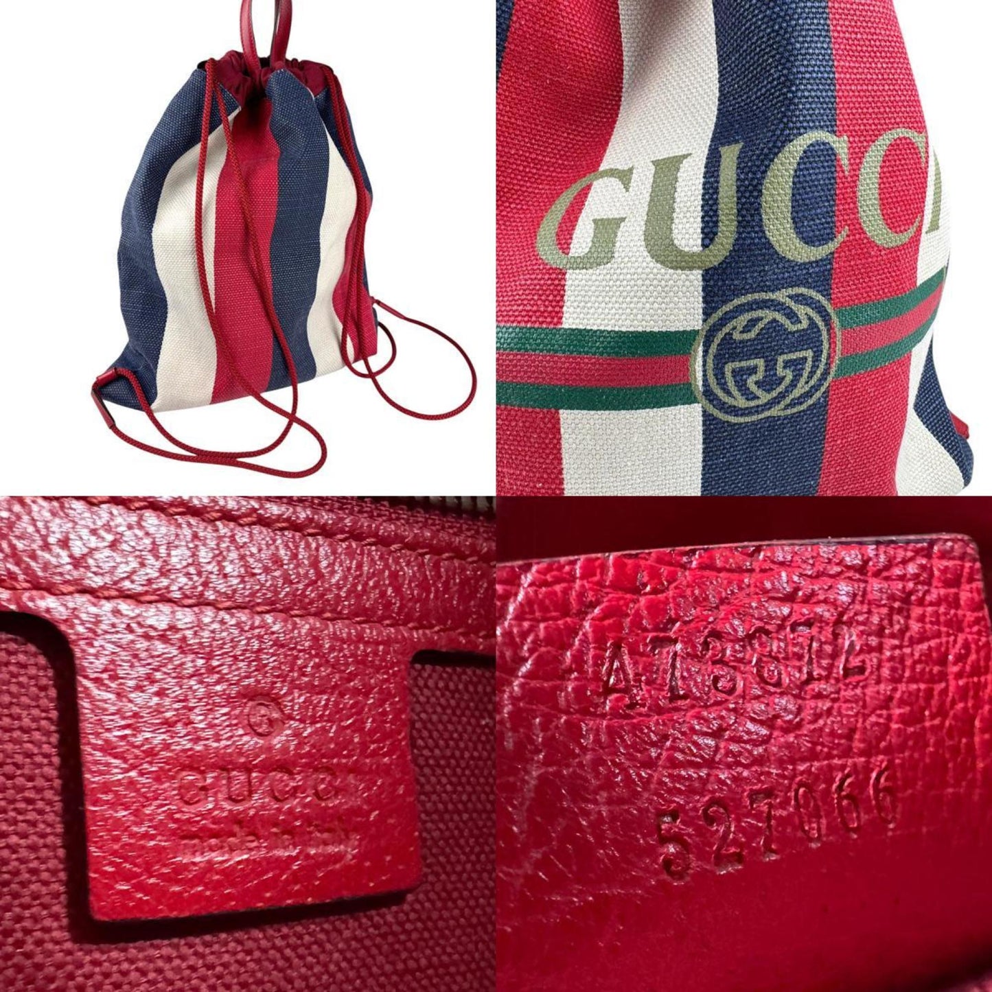 Gucci Blue Red Color White Backpack ( )