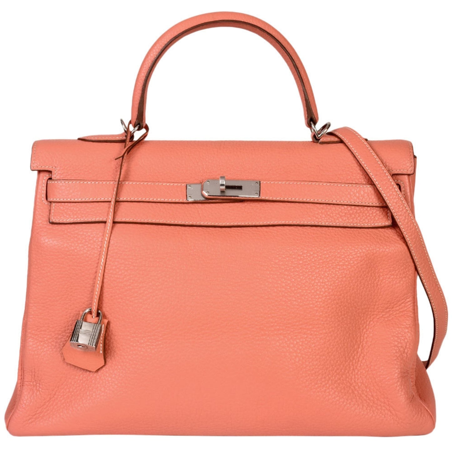 Hermes Kelly Silver Taurillon Clemence Leather Handbag ( )