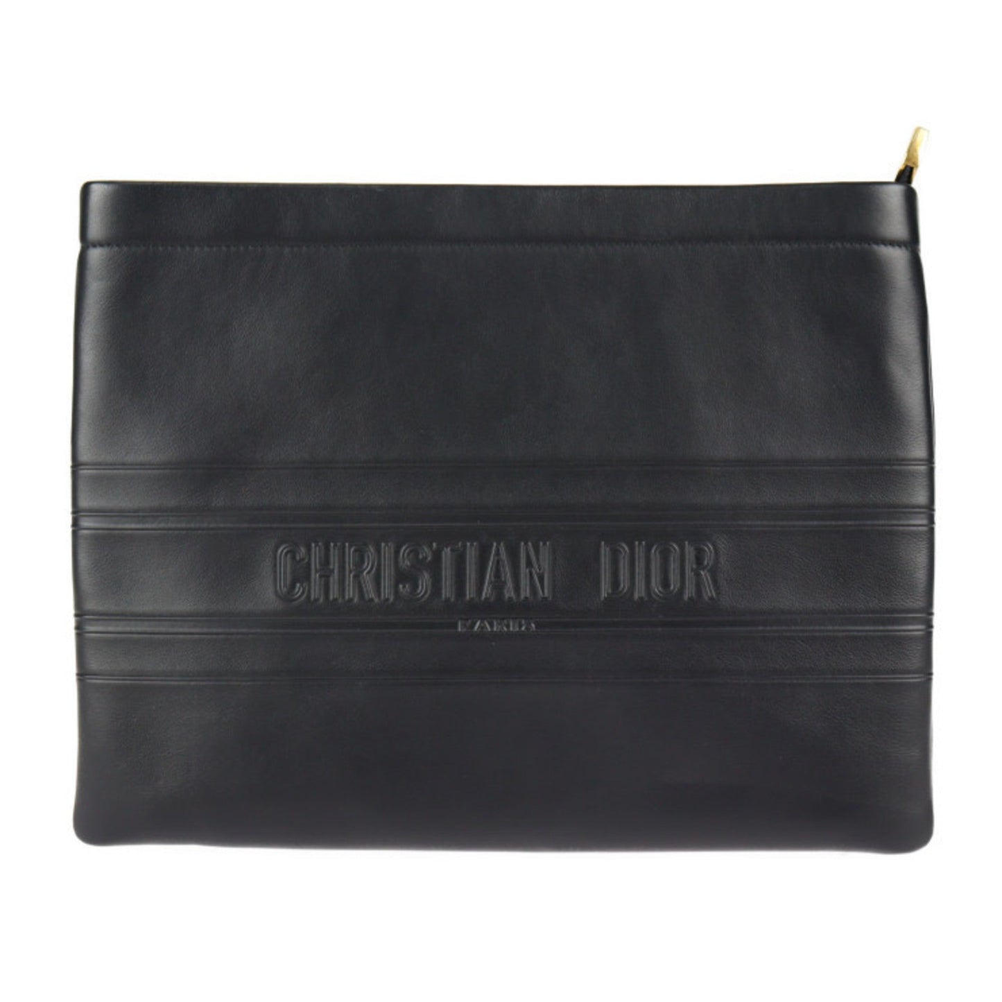 CHRISTIAN DIOR clutch bag 19S5543CGSB leather black gold metal fittings