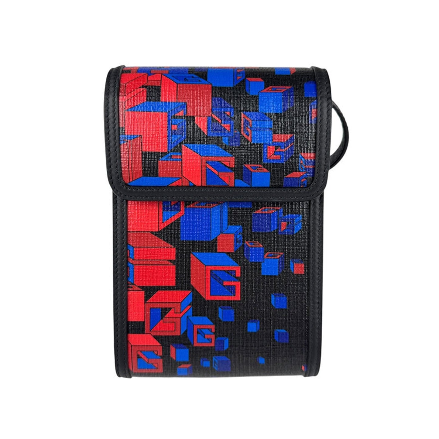 Gucci Black Blue Red Color Pvc Leather Pouch Shoulder Bag ( )