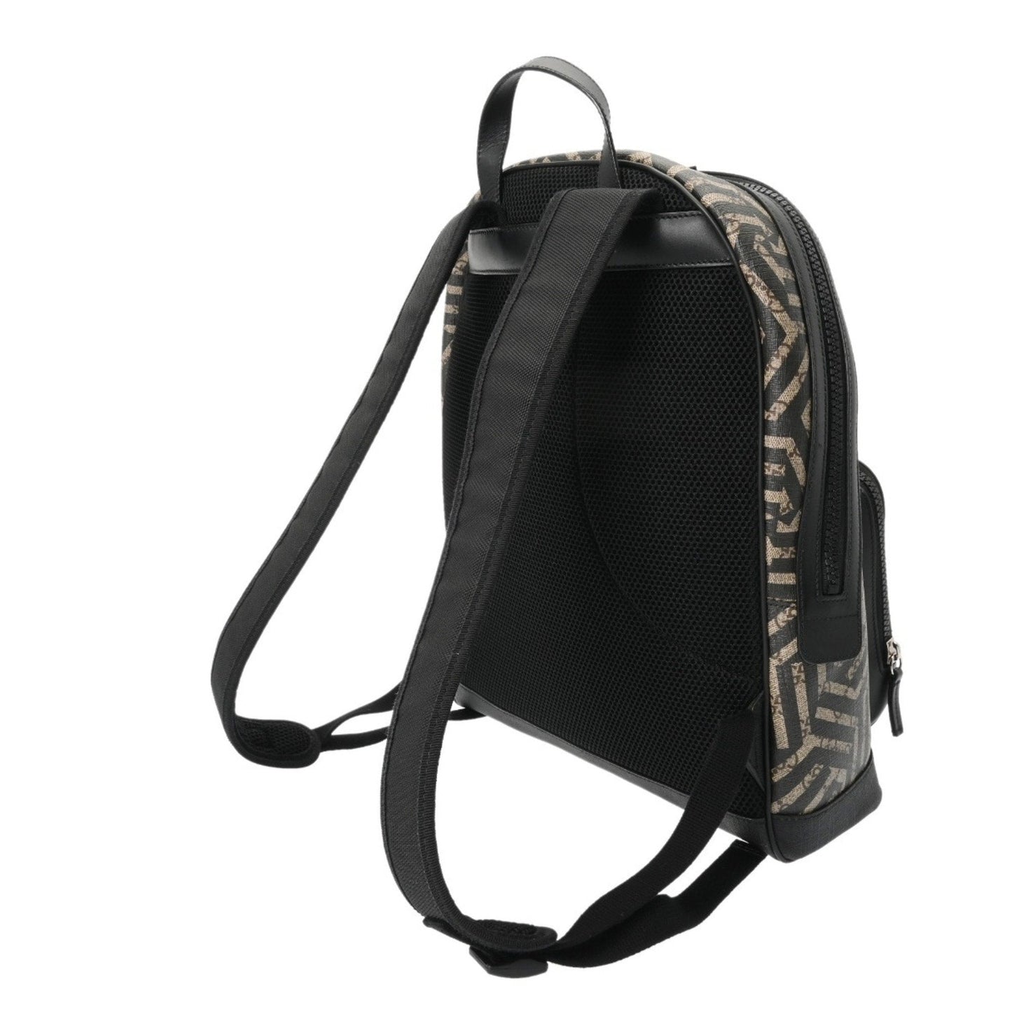Gucci Beige Black Leather Gg Supreme Canvas Backpack ( )