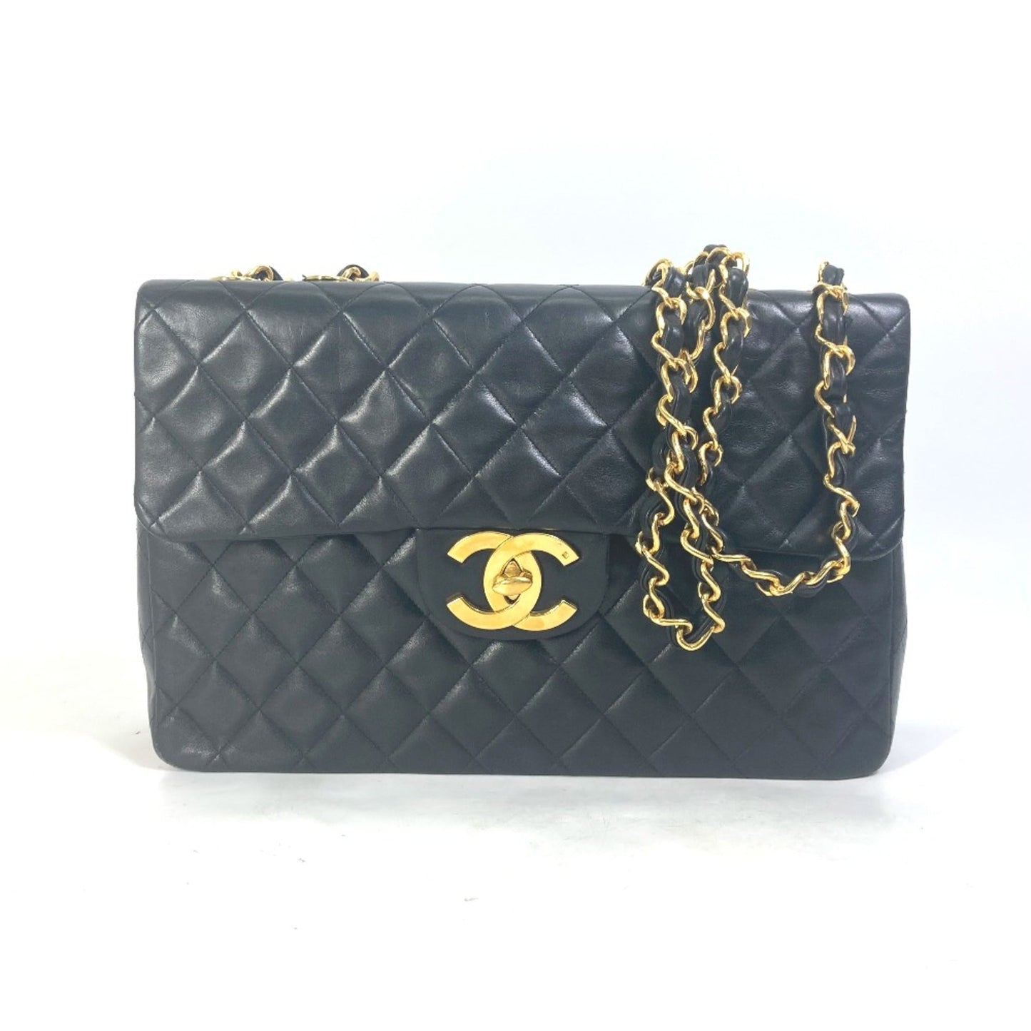 Chanel A01094 CC Mark   shawl double chain bag Shoulder Bag Black Gold