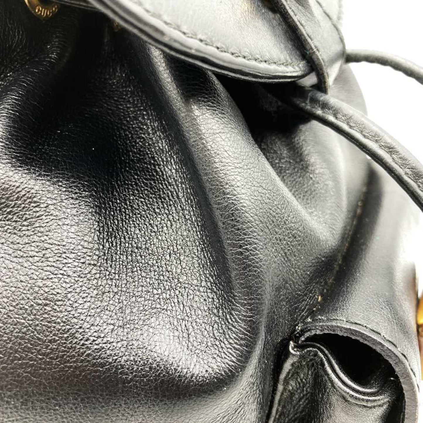 Gucci Black Leather Bamboo Backpack ( )