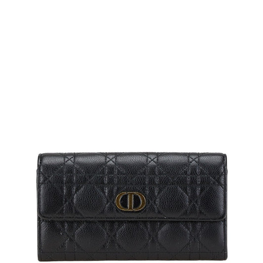 Christian Dior Black Leather Long Wallet (Bi-Fold) ()