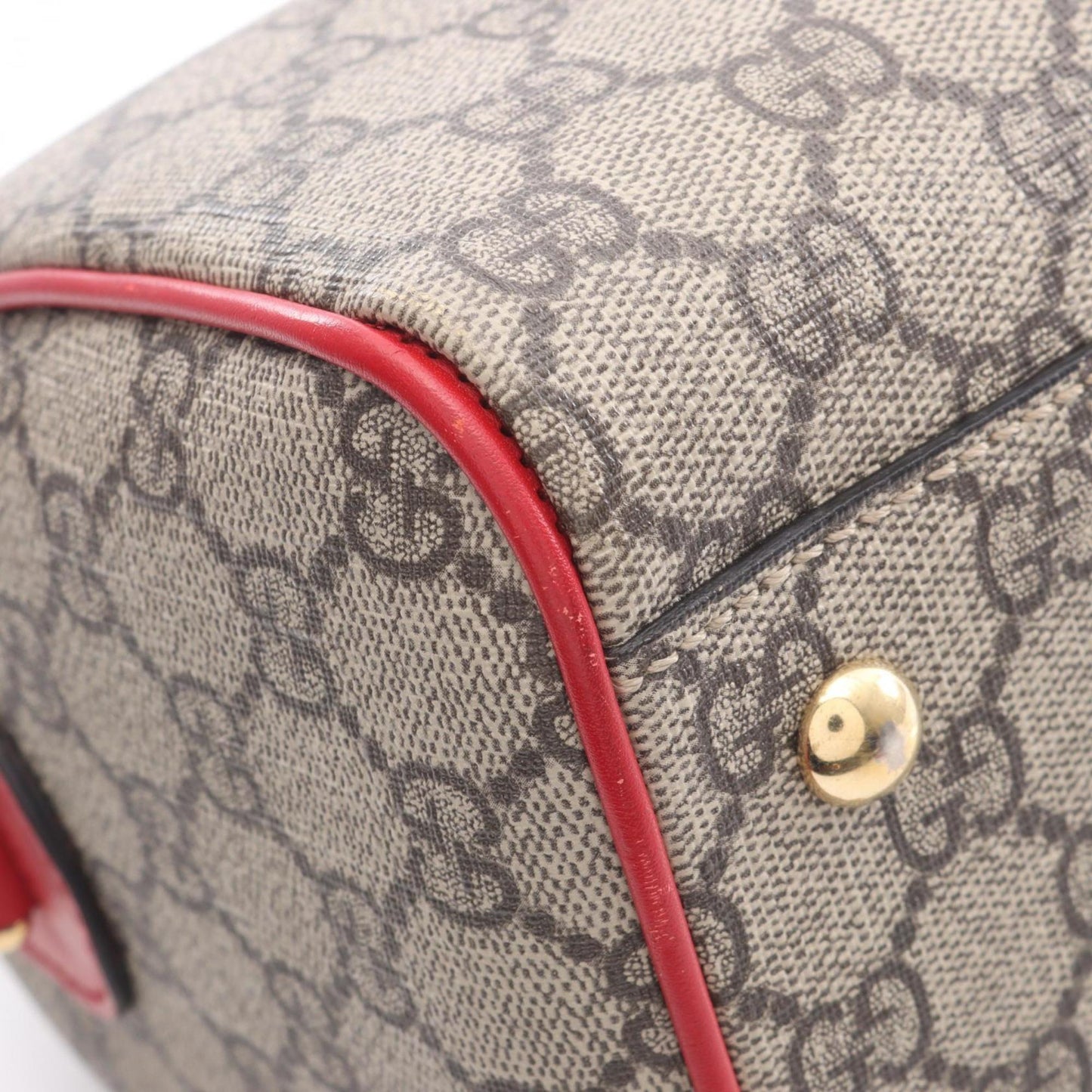 Gucci Beige Red Color Gg Supreme Leather Handbag ( )