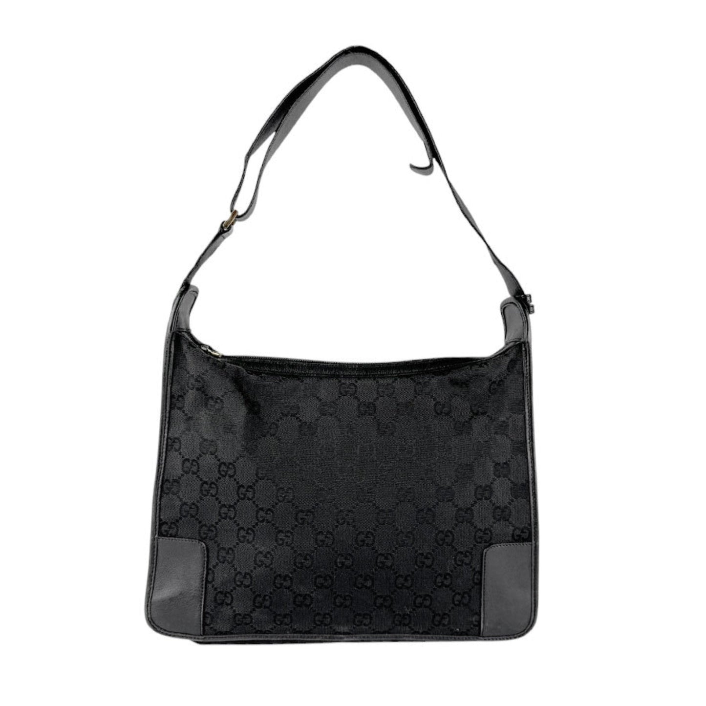 Gucci Black Gg Canvas Leather Shoulder Bag ( )