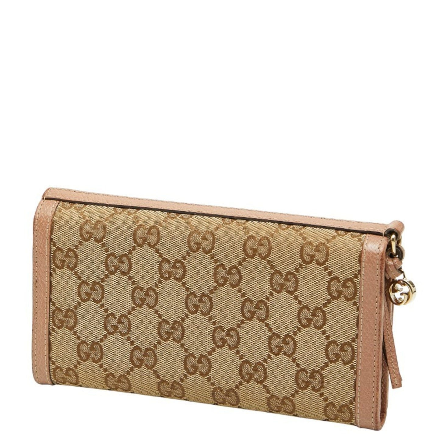 Gucci Beige Pink Canvas Leather Long Wallet (Bi-Fold) ( )