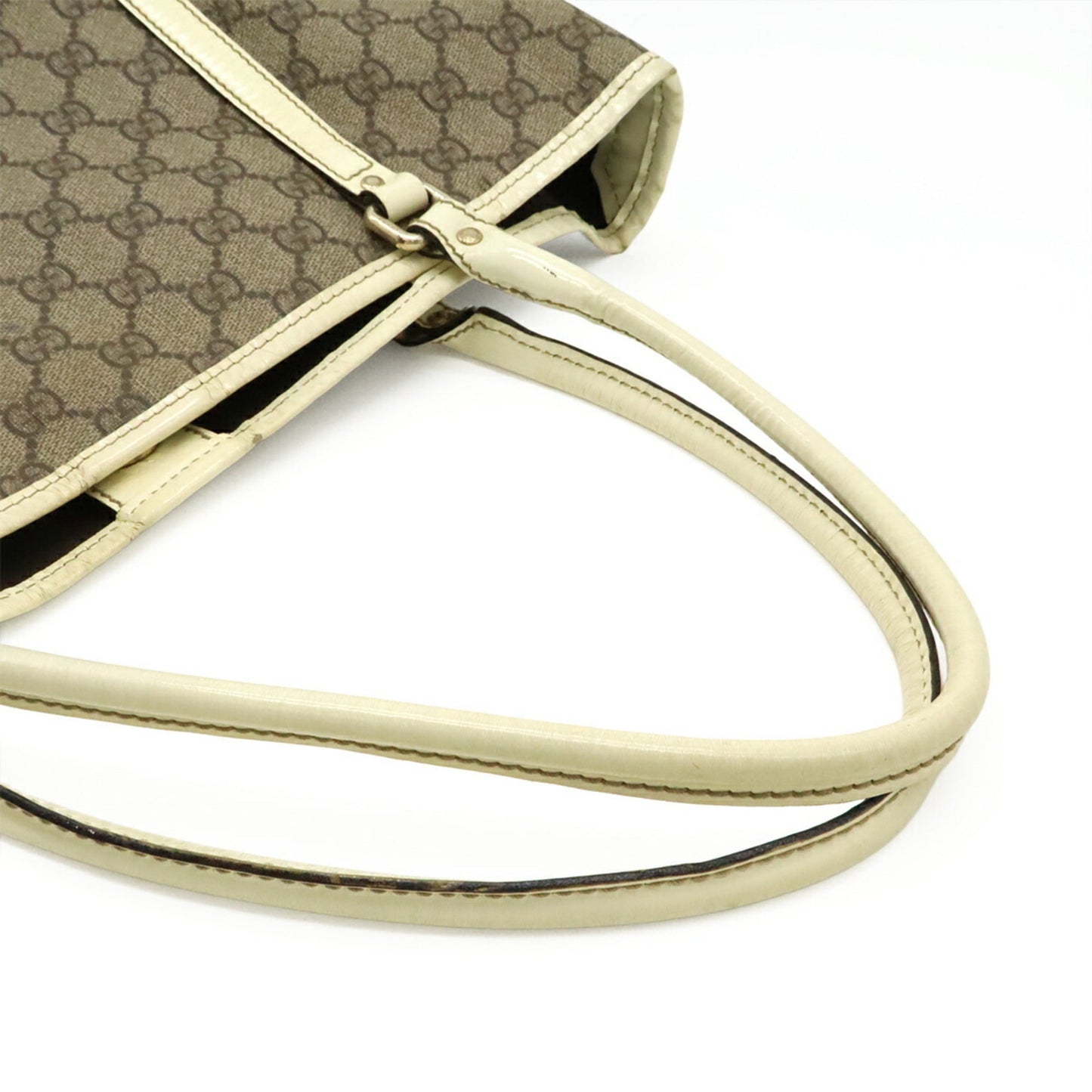 Gucci Dark Beige Ivory Gg Supreme Patent Leather Shoulder Bag Tote Bag ( )