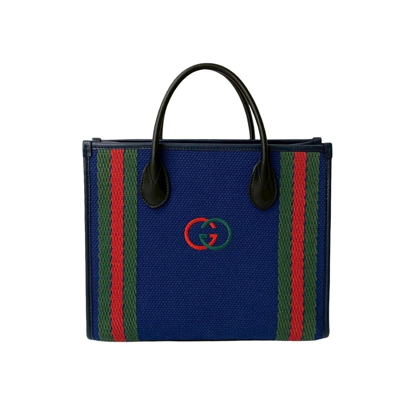 Gucci Black Blue Green Navy Red Color Canvas Handbag Tote Bag ( )