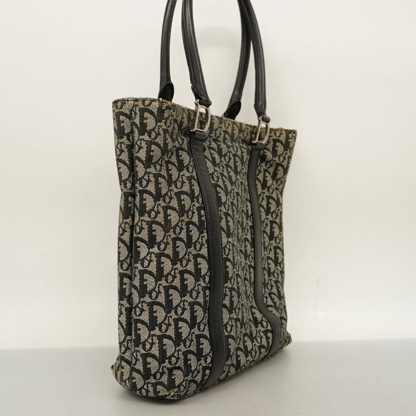 CHRISTIAN DIOR  Trotter Tote Bag Women's Canvas,Leather Tote Bag Navy