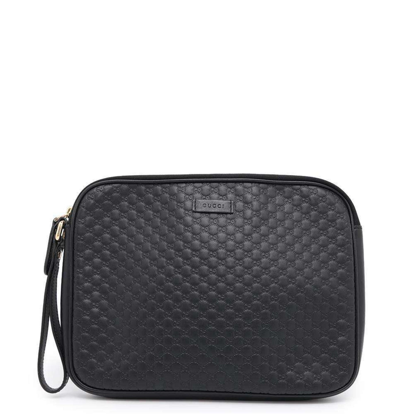 Gucci Black Champagne Gold Leather Clutch Bag