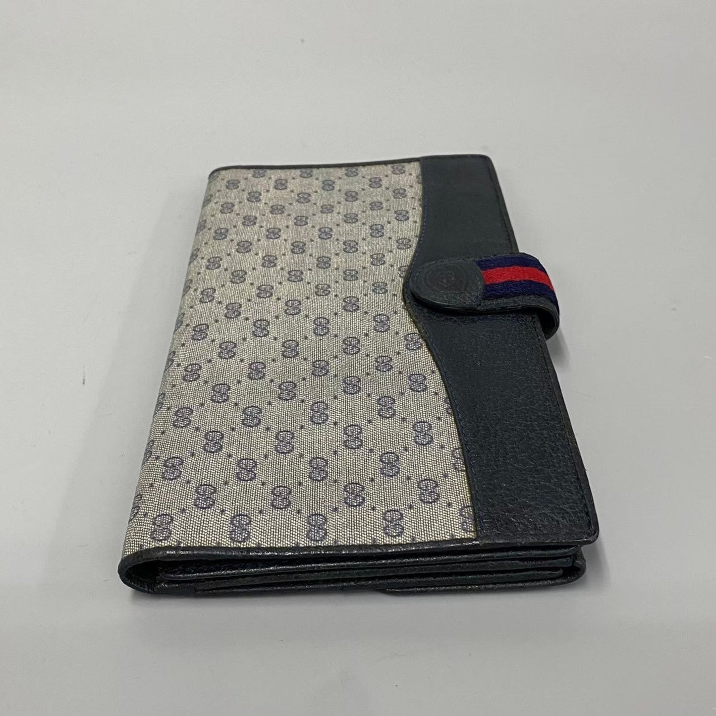 Gucci Navy Red Color Leather Pvc Long Wallet (Bi-Fold) ( )