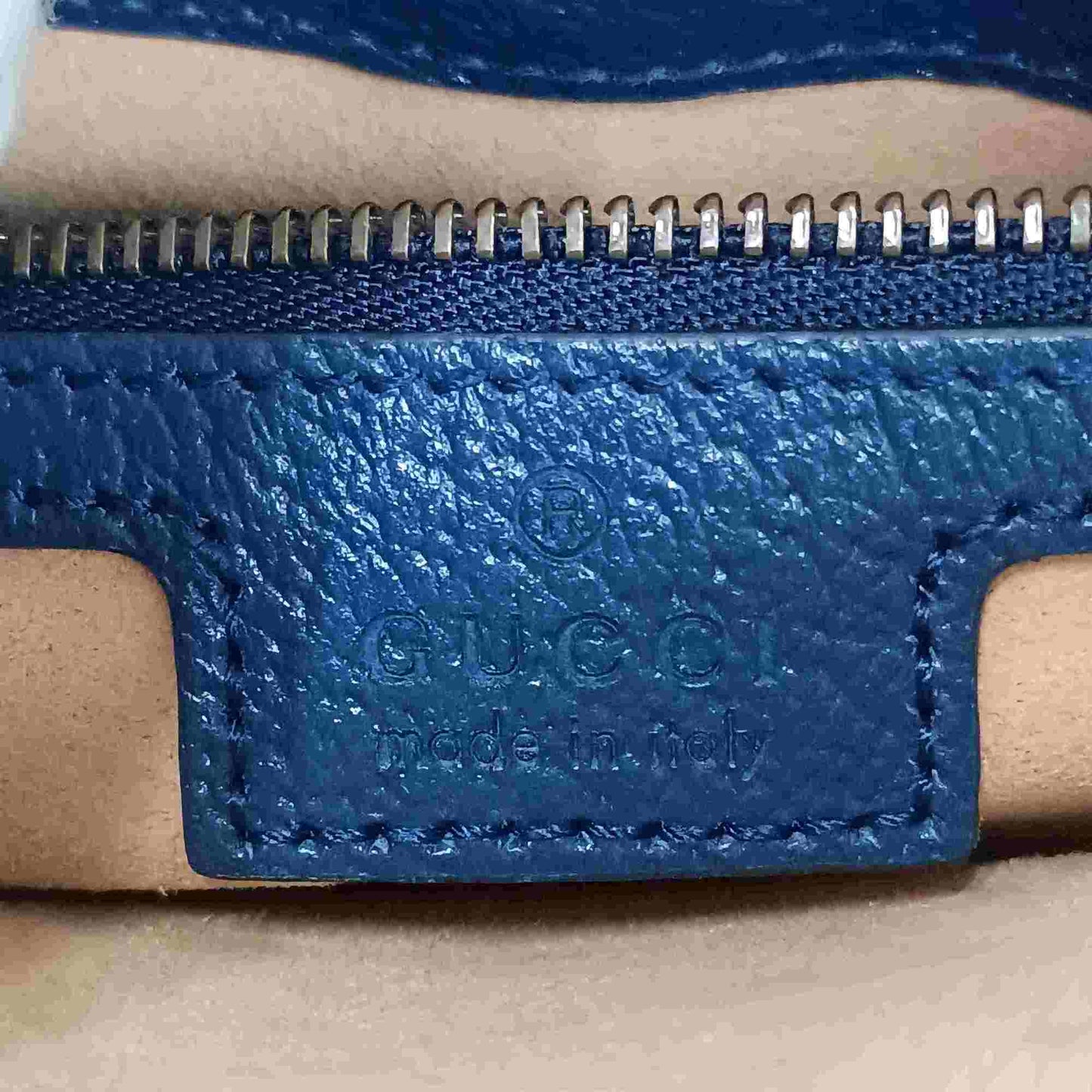 Gucci Royal Blue Leather Handbag Shoulder Bag Tote Bag ( )